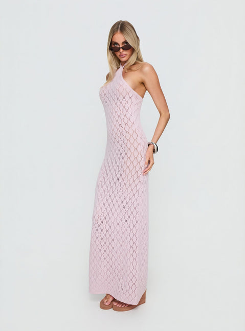 Jorda Halter Crochet Maxi Dress L | XL | Pink | Womens | Princess Polly Lower Impact Jorda Halter Crochet Maxi Dress L | XL | Pink | Womens | Princess Polly Lower Impact