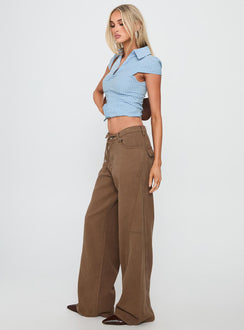 Bruiser Tie Waist Mid Rise Wide Leg Jeans Brown