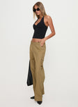 side view of model wearing Princess Polly Major General Cargo Pant Taupe Low Rise Pants 