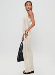 side view of model wearing Princess Polly Fransson Maxi Dress Cream Scoop Neck 