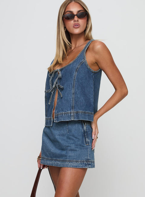 Stefenie Denim Skort Mid Wash Tall