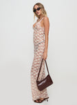 side view of model wearing Princess Polly Valtheni Maxi Dress Multi Plunger 