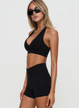 Return Serve Halter Active Top Black