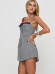 Romper Gingham print, adjustable straps,  lace trim detail, invisible zip fastening Non-stretch material, fully lined 