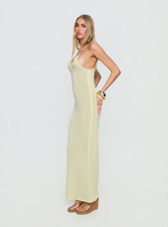 Cinderella Knit Floral Detail Maxi Dress Lemon Yellow
