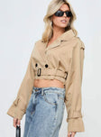 Woodson Cropped Trench Coat Beige