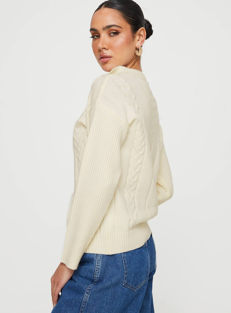 Makai Cable Knit Sweater Cream