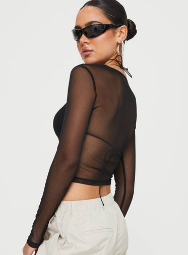 Future Mesh Long Sleeve Top Black