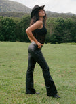 side view of model wearing Princess Polly Cologne Bootleg Pant Black 