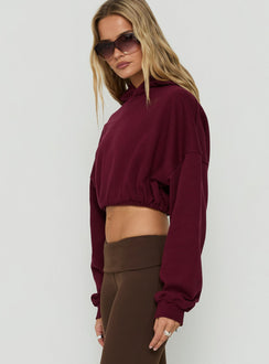 Mayse Bubble Hem Cropped Hoodie Cherry