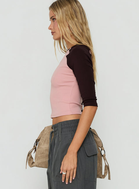 Kikkie 3/4 Sleeve Raglan Pink / Plum