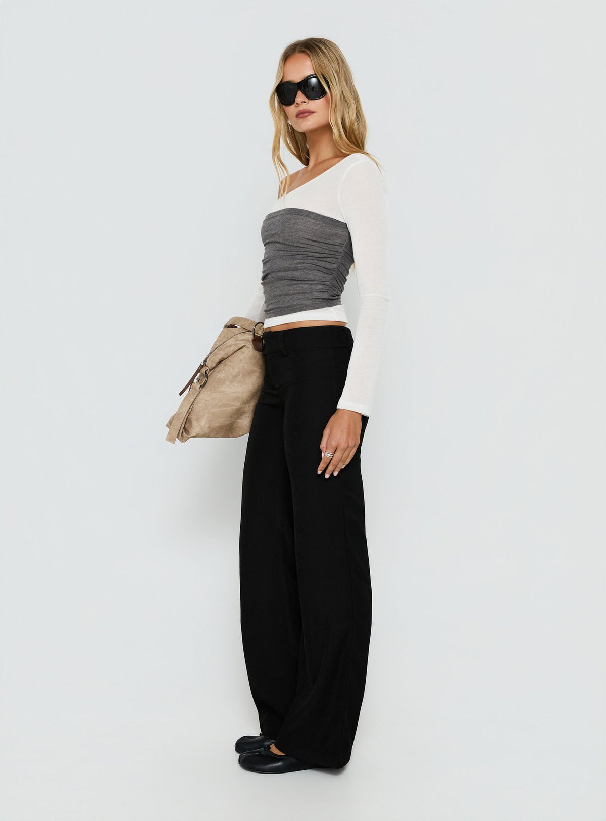 Jordanna Belted Straight Pants Black