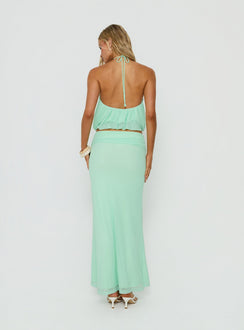 Wild Dune Ruched Waist Maxi Skirt Green