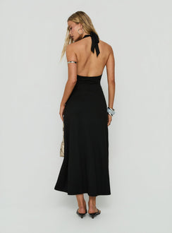 Kariee Plunge Neck Maxi Dress Black