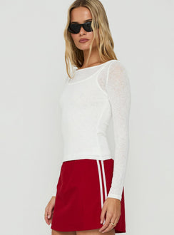 Theaya Sheer Layered Long Sleeve Top White
