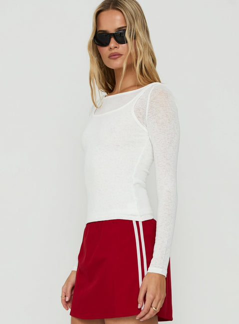 Theaya Sheer Layered Long Sleeve Top White