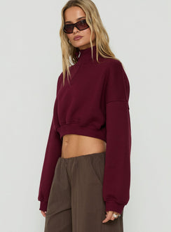 Astridd 3/4 Zip Cropped Jumper Cherry