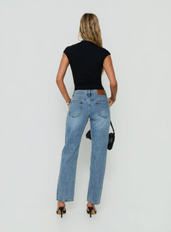 Fedela Mid Rise Straight Jeans Light Vintage Blue
