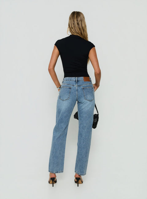 Fedela Mid Rise Straight Jeans Light Vintage Blue