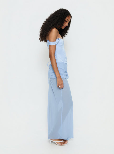 princess polly blue one shoulder dress Princess Polly Eliza One Shoulder Florall Light Blue White Summer Dress Size 4