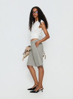 Sevigney Long Elasticated Shorts Cream Check