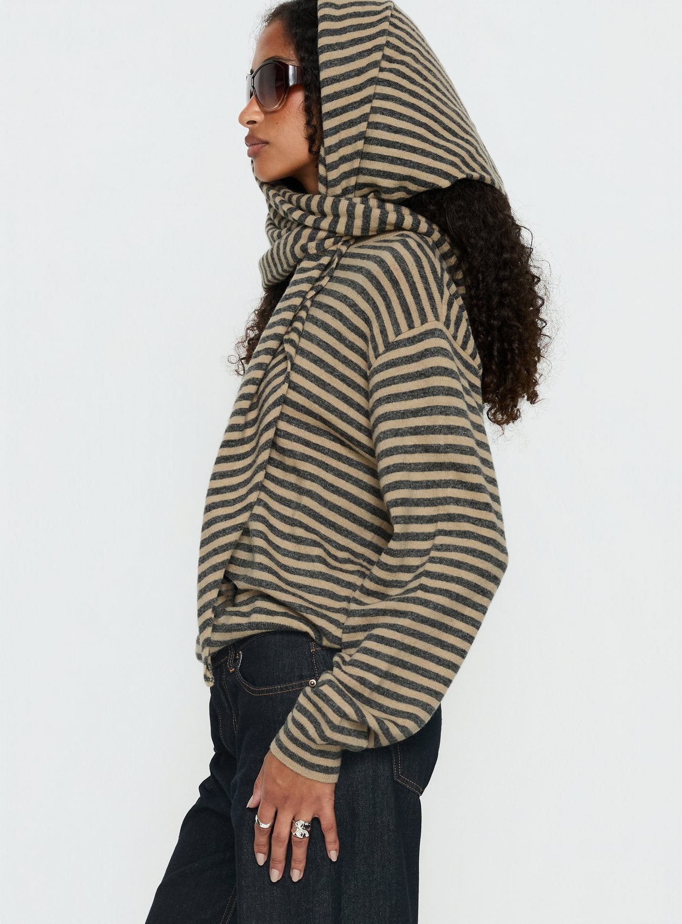 Olsen Scarf Detail Long Sleeve Sweater Multi