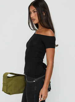 Kastor One Shoulder Short Sleeve Top Black