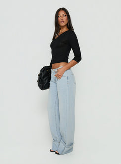 Ezia Wide Cuff Baggy Jeans Light Blue Wash