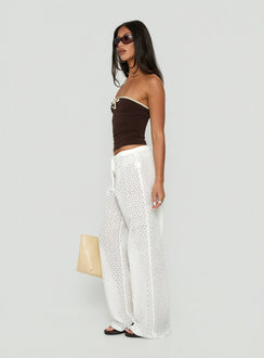 Lindora Drawstring Wide Leg Pants White Broderie