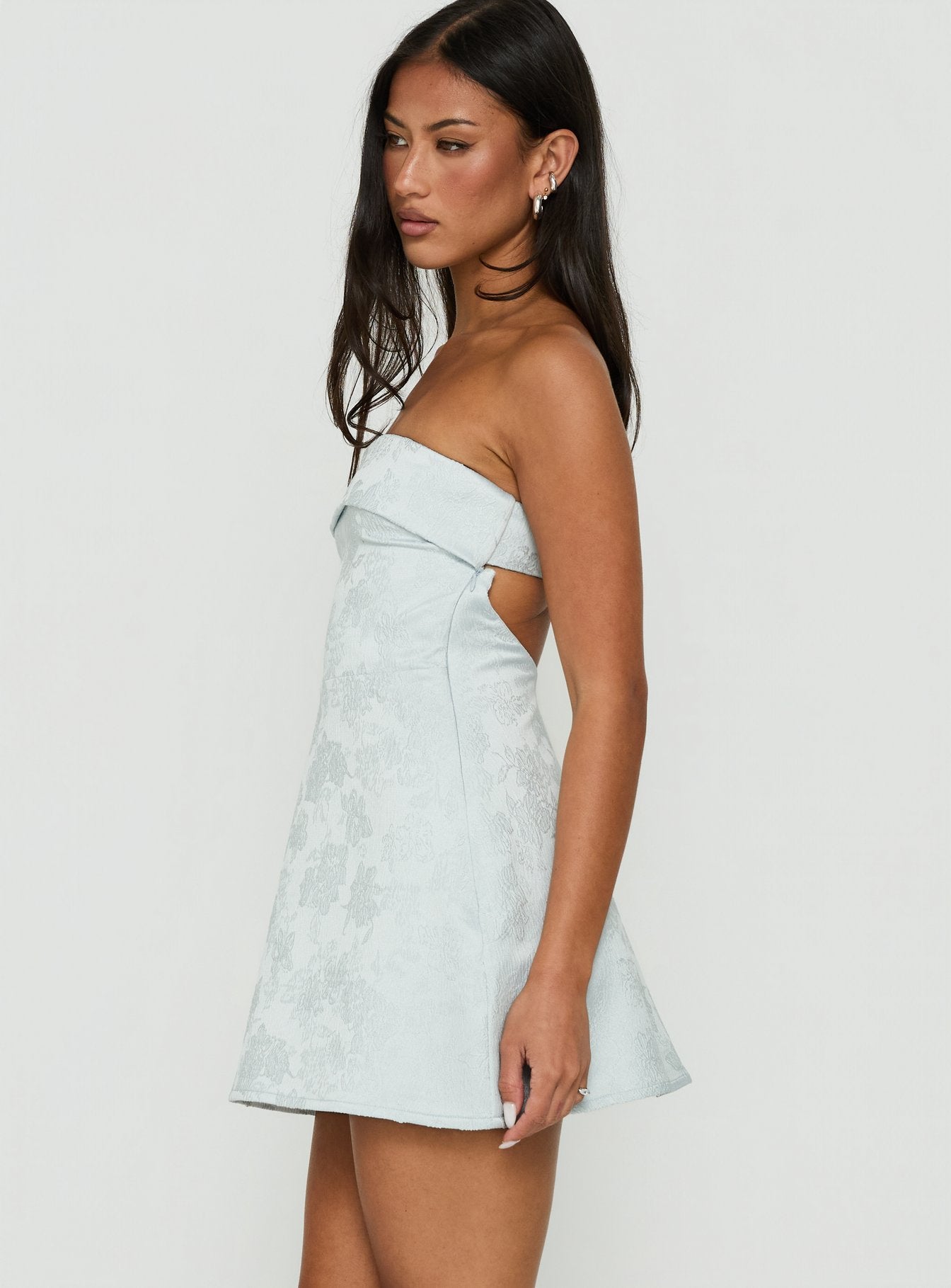 Dakhoda Strapless Mini Dress Light Blue