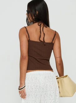Odena Layered Sequin Cami Top Chocolate