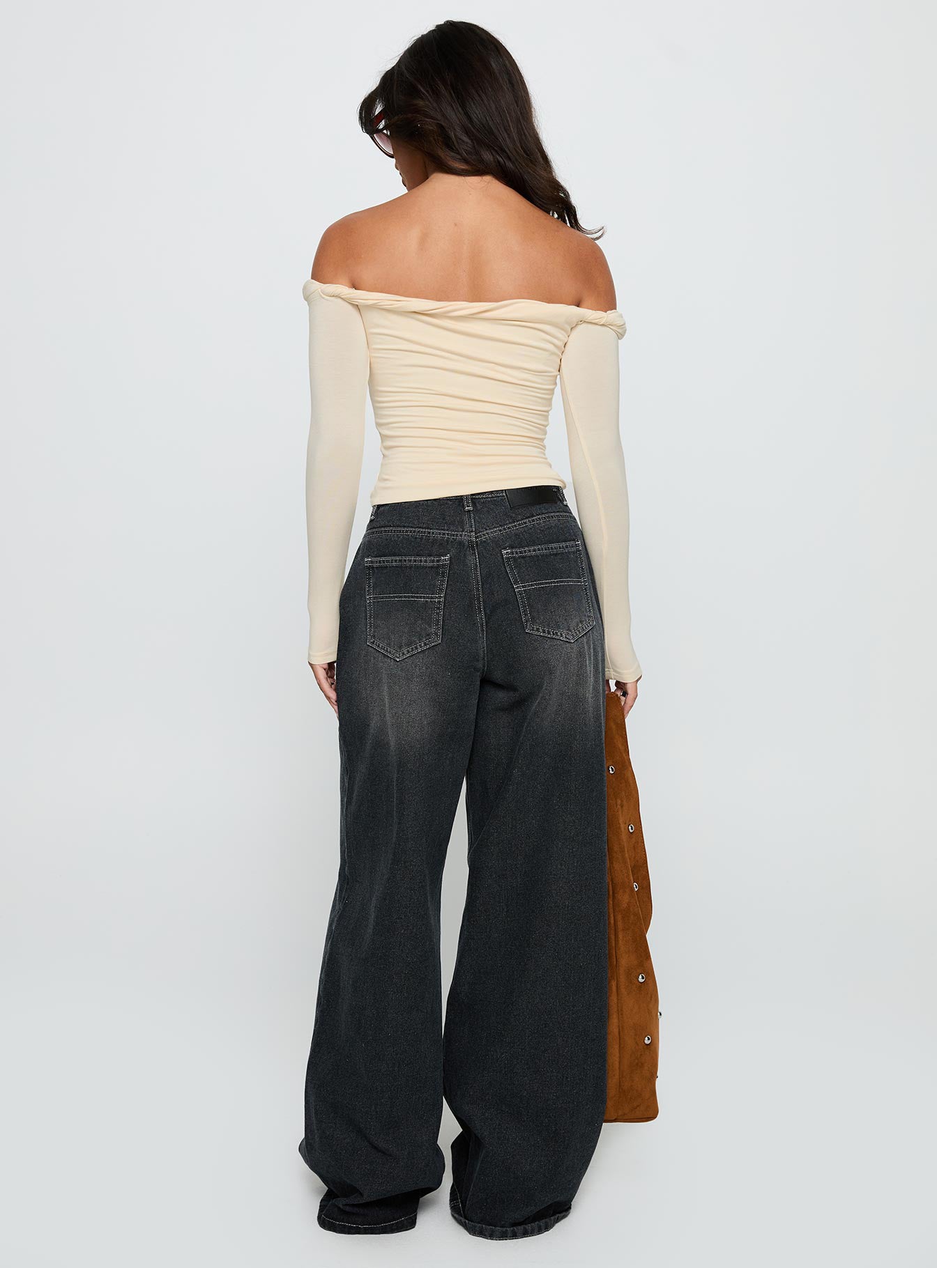 Naylor Wide Leg Jeans Grey Wash Petite