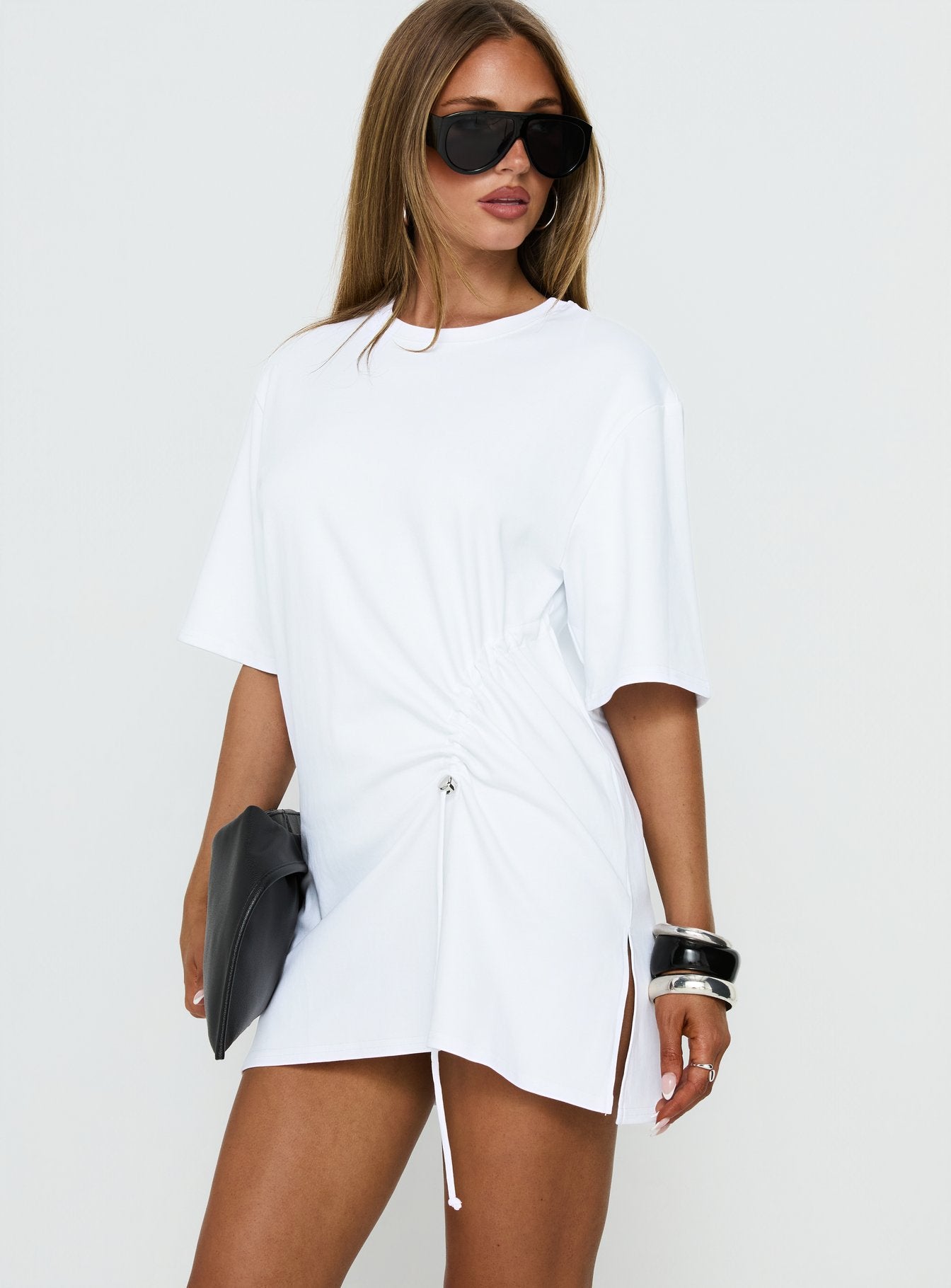 Agnessa Ruched Detail Mini Dress | White | Womens | Princess Polly Agnessa Ruched Detail Mini Dress | White | Womens | Princess Polly