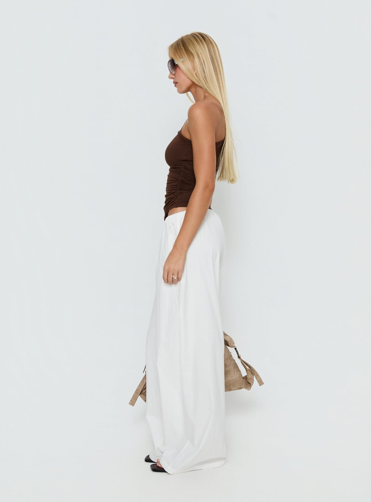 Lunea Concealed Waistband Pants White Petite