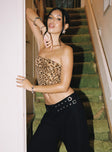 Learn To Fly Strapless Sequin Top Leopard