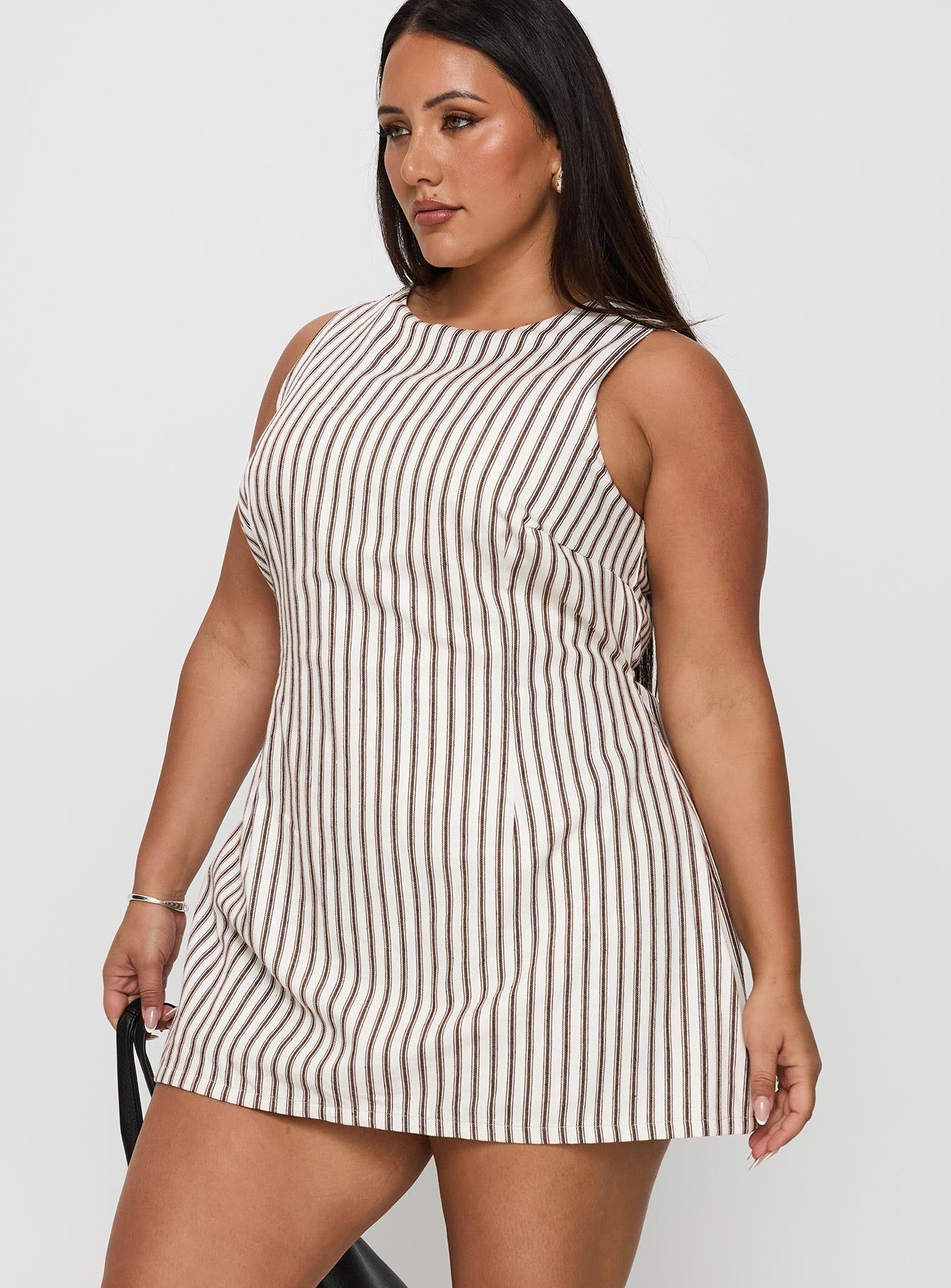 Yumiko Romper Brown Stripe Curve | Princess Polly