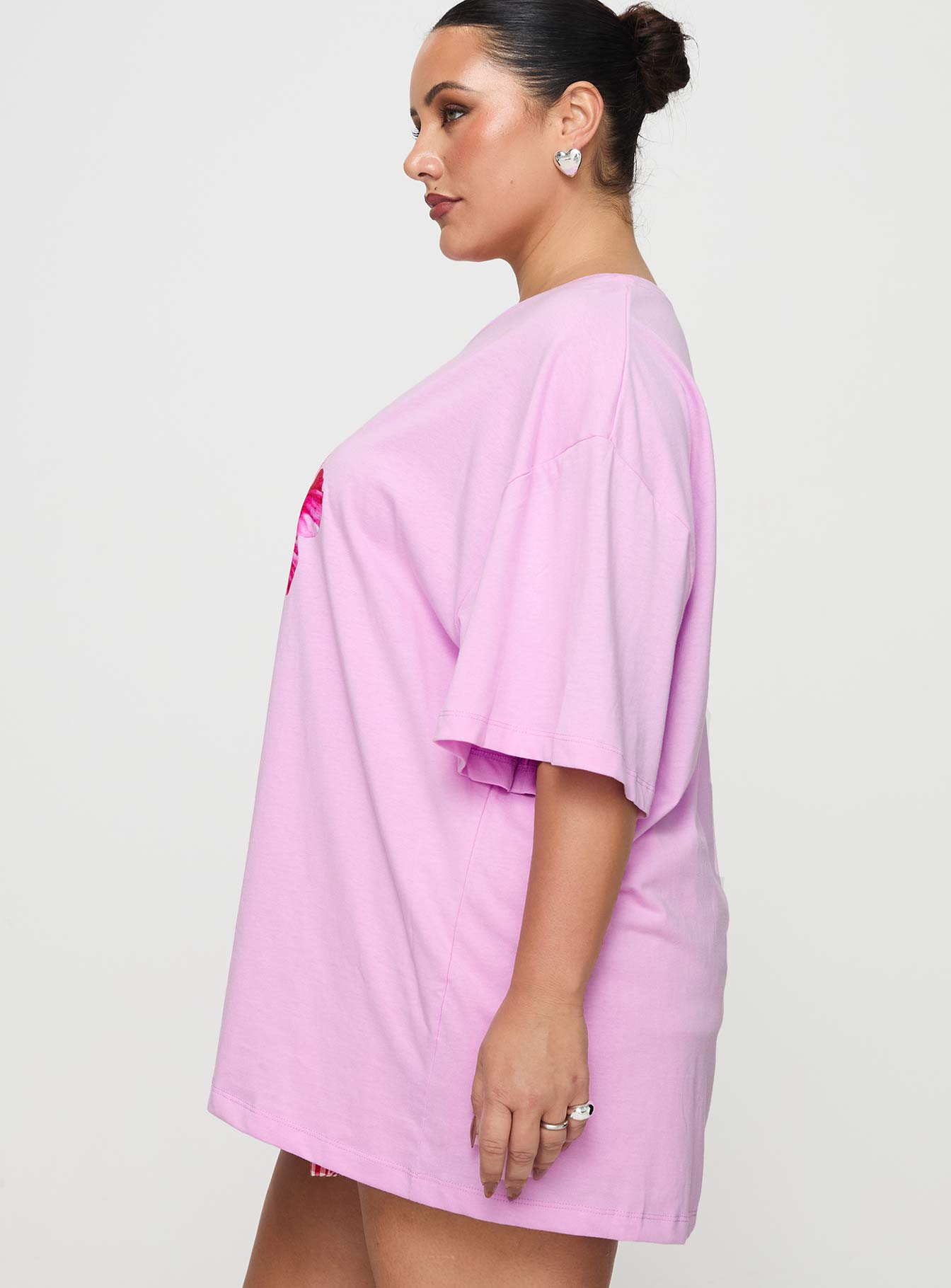 Hibiscus Haven Oversized Tee Pink Curve | Princess Polly