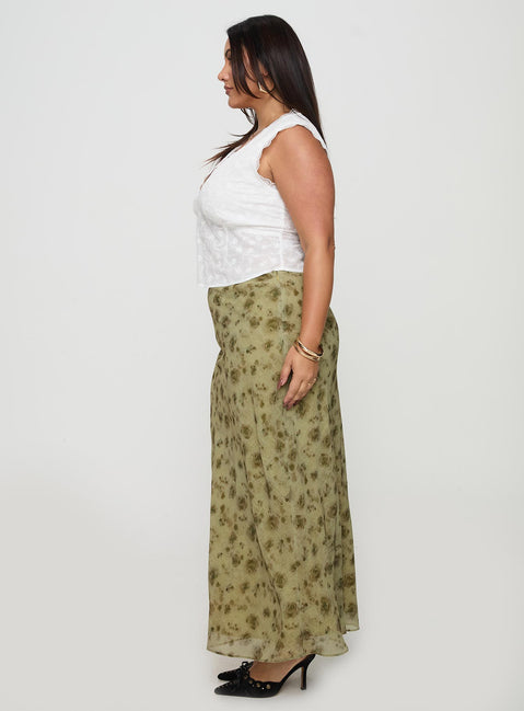 Piazia Maxi Skirt Green Curve