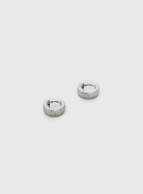 Liora Stainless Steel 10mm Chunky Hoop Earrings Silver
