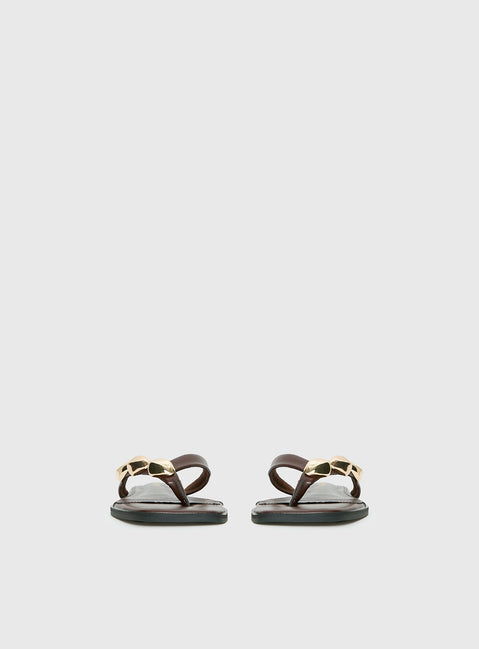 Therapy Guise Hardware Detail Sandals Brown / Gold