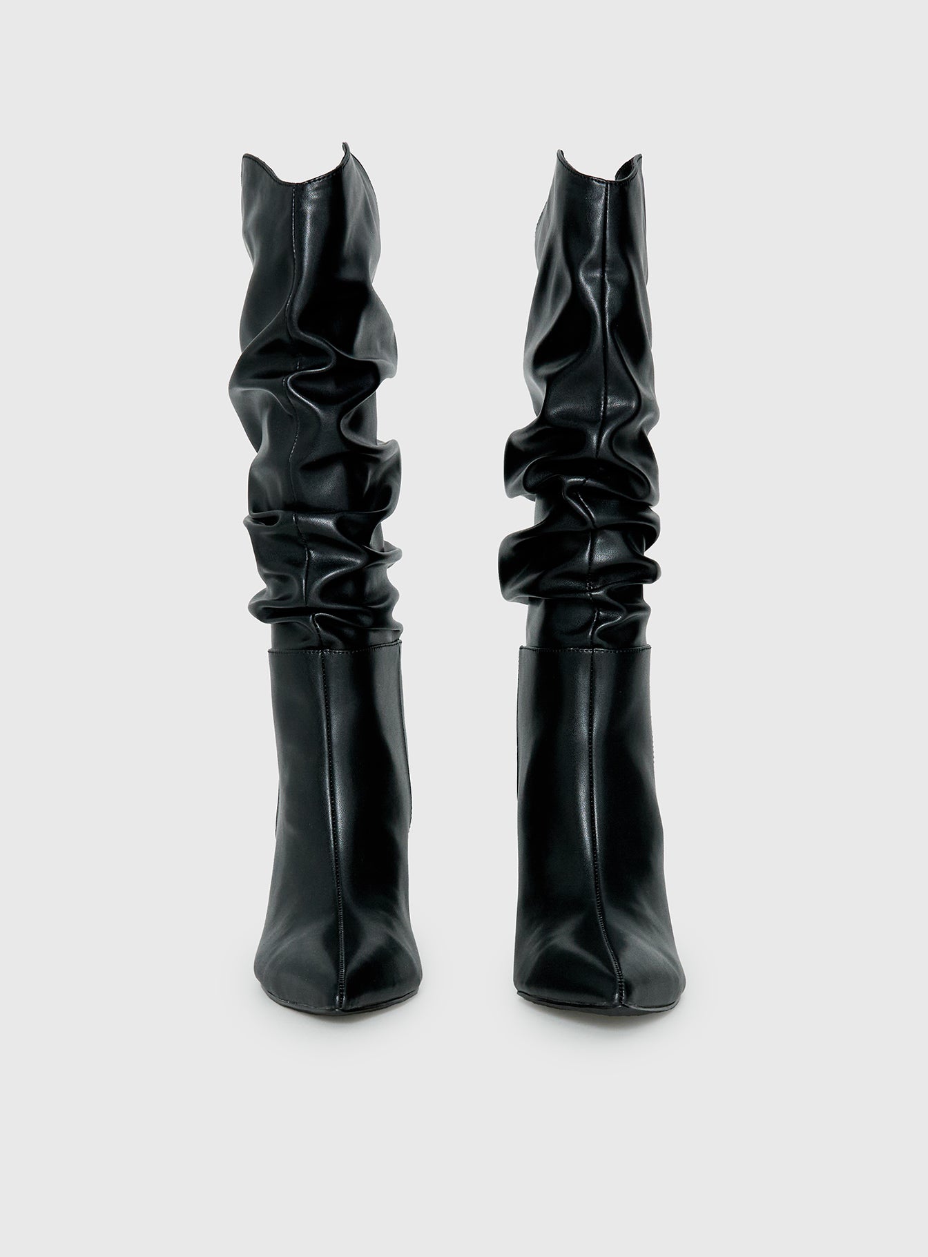 Pop Style Scrunched Pointed Toe Boots Black