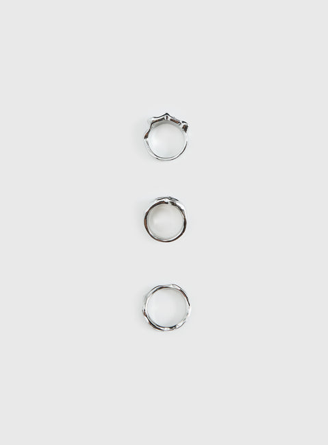 Two Young Hearts Ring Pack Silver