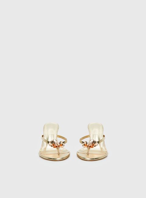 Billini Dalella Thong Heels Gold Metallic