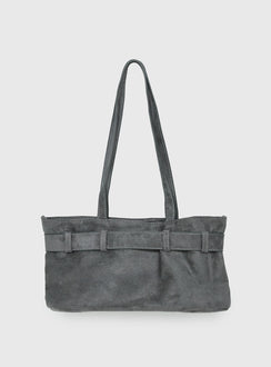 Views Of Capri Faux Suede Buckle Shoulder Bag Charcoal