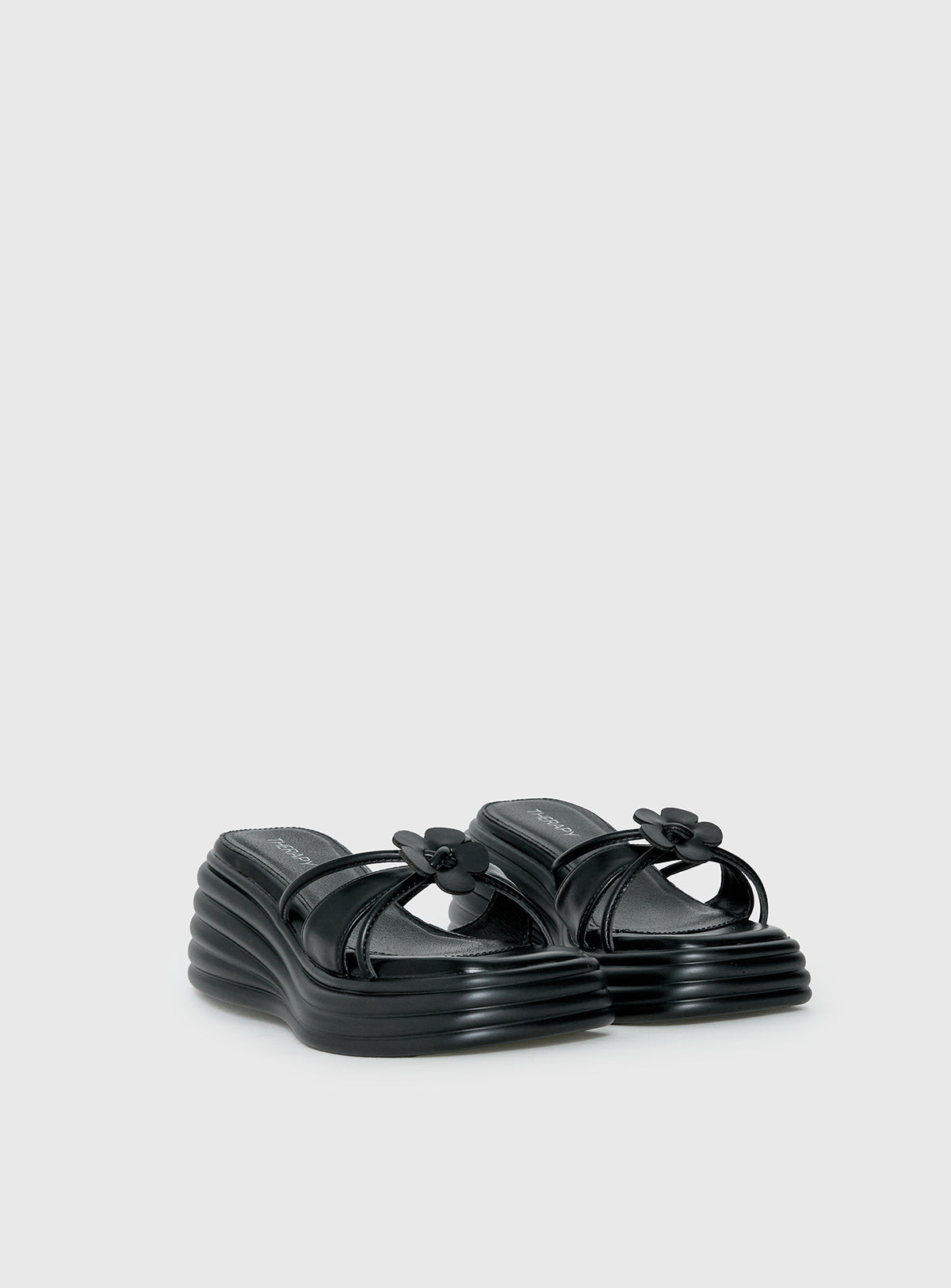 Therapy Flaunt Platform Flower Detail Sandals Black