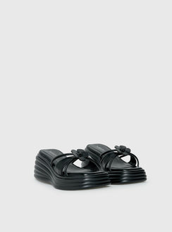 Therapy Flaunt Platform Flower Detail Sandals Black