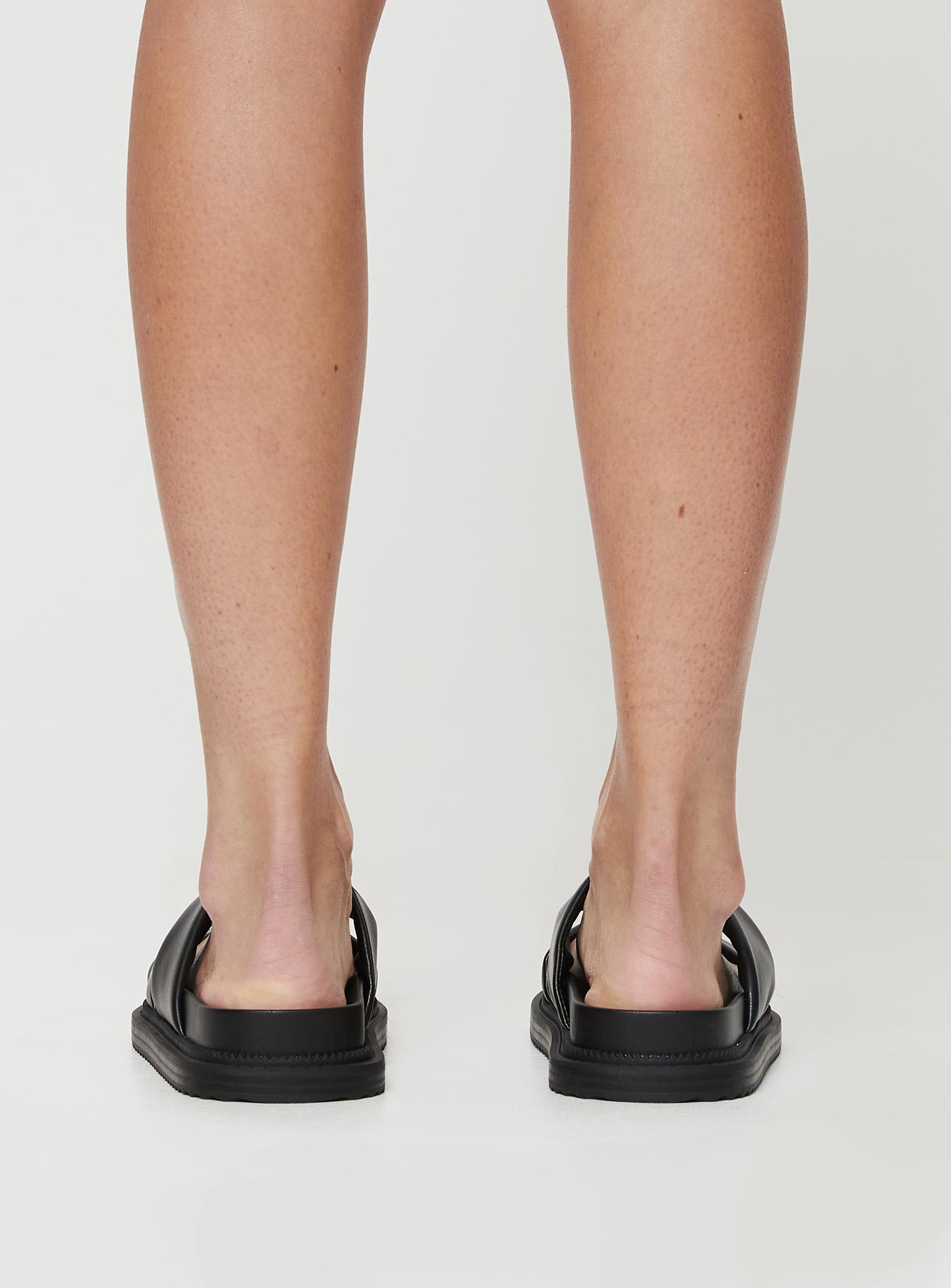 Faux leather flats Twin strap upper, rounded toe