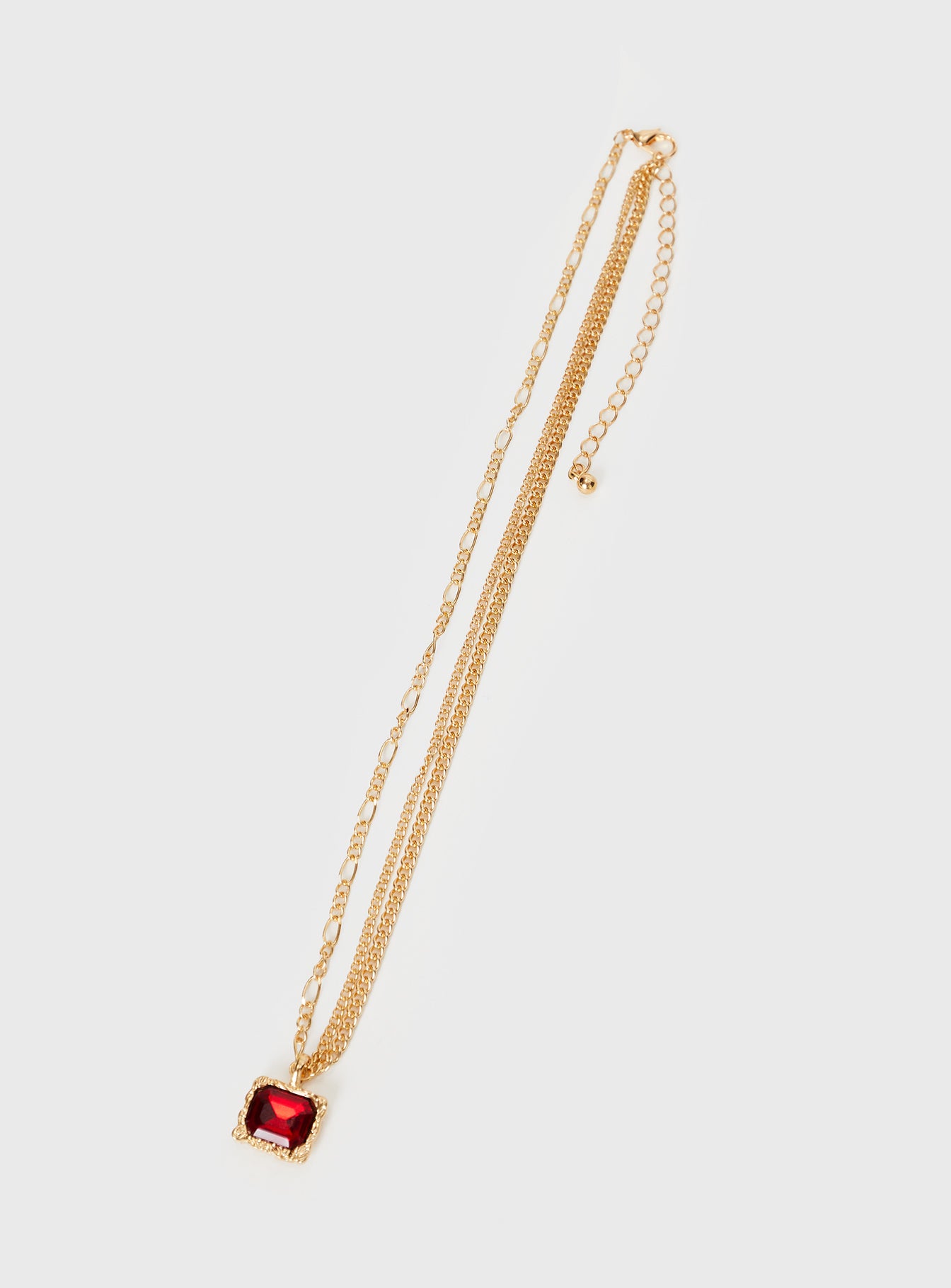 Necklace  Drop charm, one side double dainty chain , lobster clip fastening