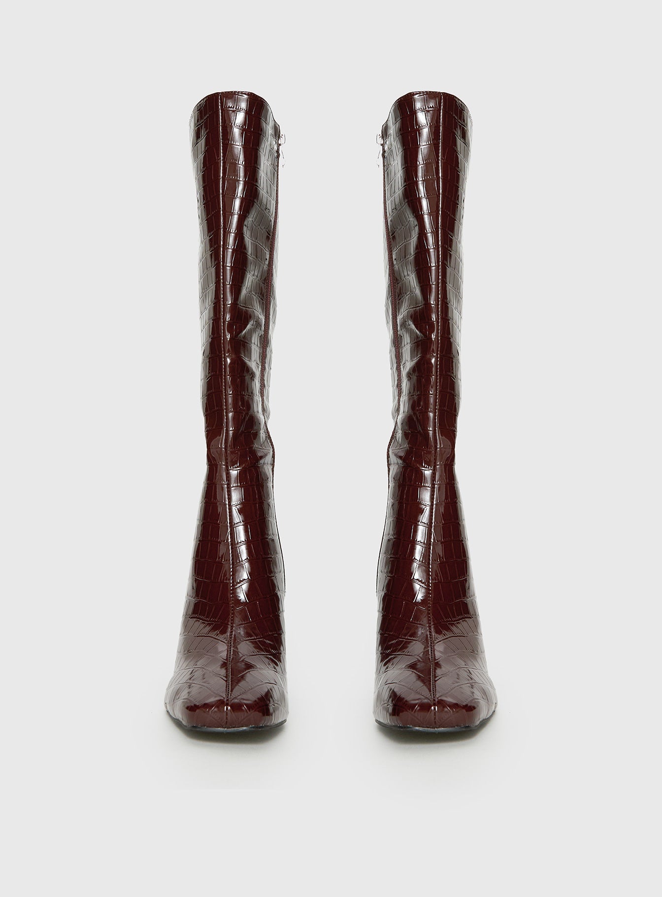 Alexx Knee High Boots Burgundy | Princess Polly