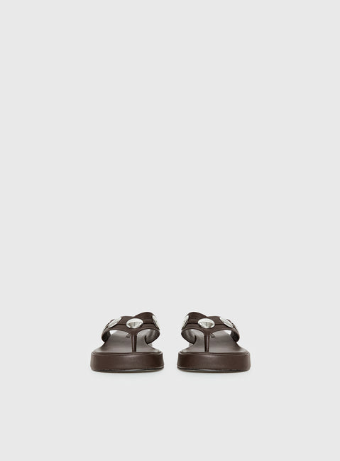 Paislee Stud Detail Sandals Brown